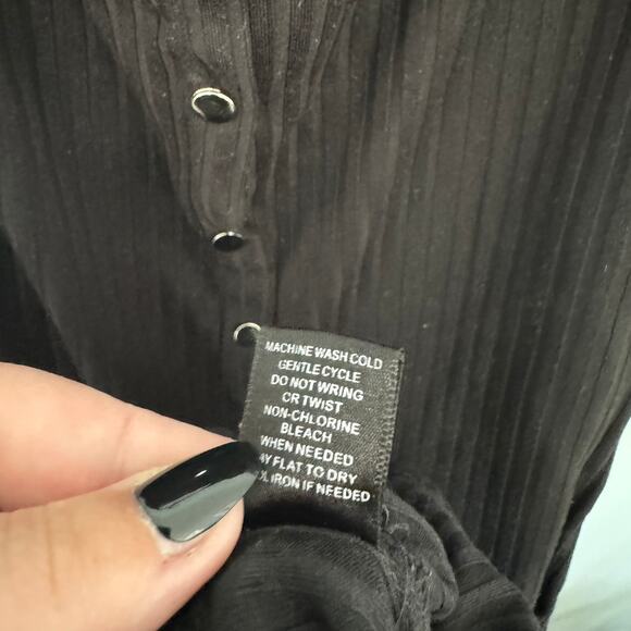 Say What? Black Ribbed Midi Dress Short Sleeves BodyCon Fit Women's Size Large - Picture 6 of 7